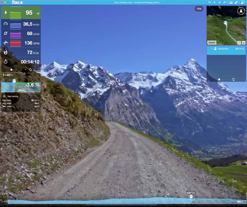 Tacx App - Abfahrt mit Blick auf's Matterhorn
