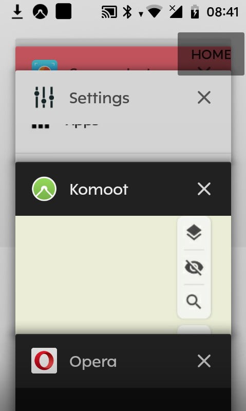 Karoo 2 - Zwischen den Apps wechseln