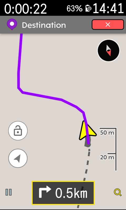 Karoo 2 - Einer offline Route folgen