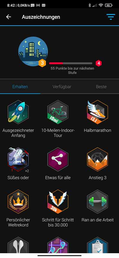 Garmin Badges - Die Jagd nach Auszeichnungen! 2 Erworbene Garmin Badges und Info zum Level