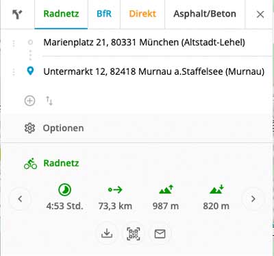 Bayernnetz für Radler - Fahrradtouren in Bayern planen 4 Bayernnetz - QR-Code öffnen (kleines Symbol rechts vom Download-Symbol)