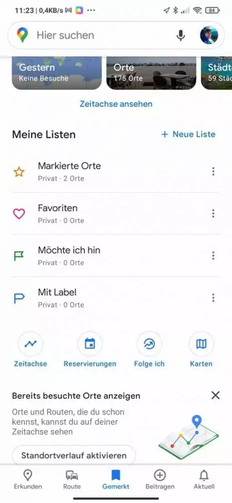 Google Maps - GPX & KML Dateien für Fahrradtouren importieren 7 Google Maps App - Button "Karten"