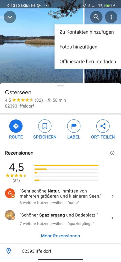 Funktion "Offlinekarte herunterladen"