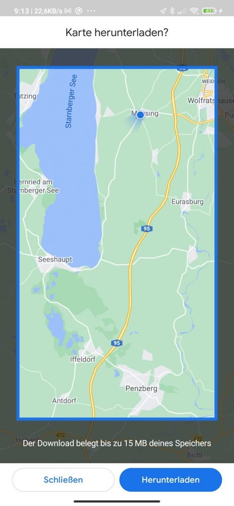 Ausschnitt festlegen und Karte laden