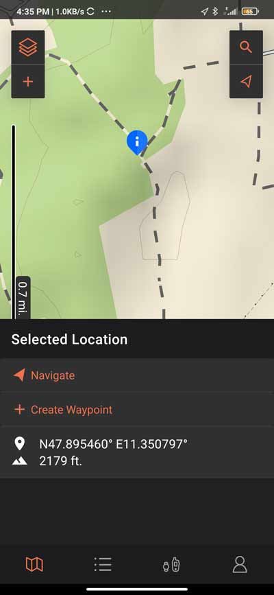 Garmin Explore App - mark a destination on the map