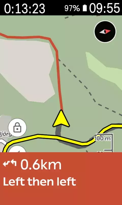 komoot - Welches Fahrrad-Navi ist für komoot Touren am besten? 13 Karoo 2 - Abweichen, roter Hinweis