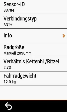 Garmin Edge - Indoor-Trainer - Sensorinformationen