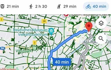 Fahrradroute in Google Maps