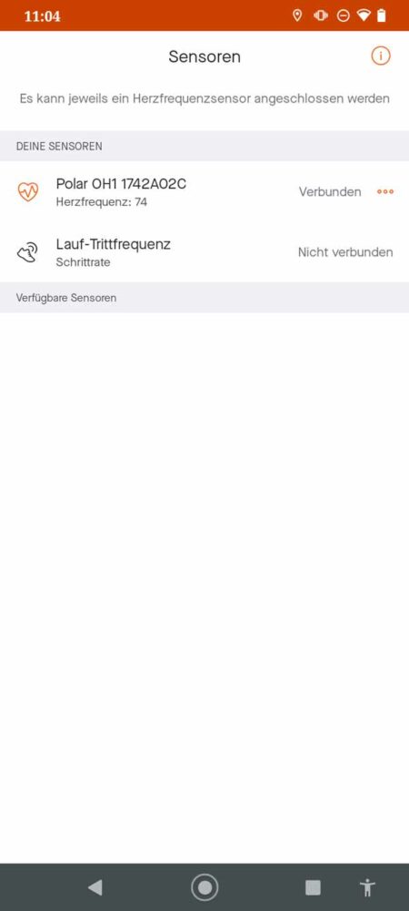 Polar OH 1 Herzfrequenzsensor in der Strava App
