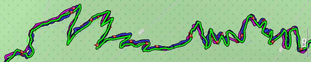 GPS-Genauigkeit: TicWatch Pro 3 Ultra GPS (grün), GPSMAP 66sr (blau), Coros Pace 2 (magenta)