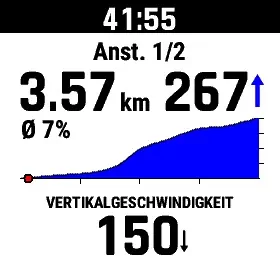 fenix 7 - ClimbPro, erster Anstieg der Strecke