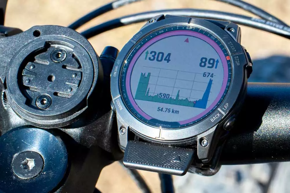 fenix 7X Sapphire Solar am MTB - Höhenprofil einer Tour