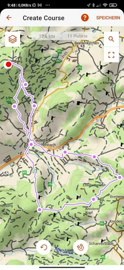 Garmin Explore App - Planen einer Wanderung als Strecke