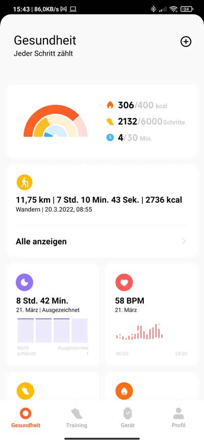 Mi Fitness App (1) - Übersicht