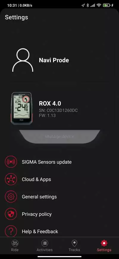 Sigma ROX 4.0 - GPS Bike Computer In-Depth Review 4 Sigma ROX 4.0 - Settings