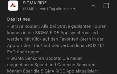 Sigma RIDE App - Changelog - Strava