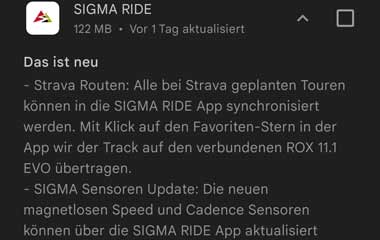 Sigma RIDE App - Changelog - Strava
