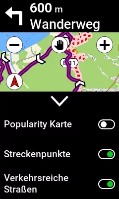 Anzeige von verkehrsreichen Straßen aktivieren