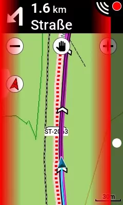 Eine verkehrsreiche Straßen wird optisch hervorgehoben (+ Varia Radar Warnungen)