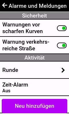Warnung vor verkehrsreichen Straßen aktivieren