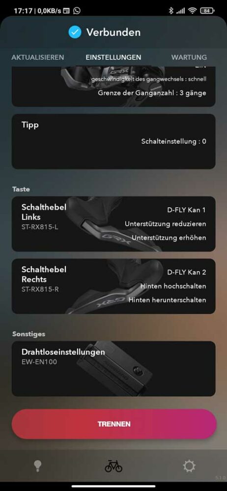 Shimano EW-EN100 - Einen Garmin Edge über die Shimano GRX Di2 Tasten bedienen! 3 Shimano GRX Di2 & EP8 Komponenten in der E-Tube Project App (2)