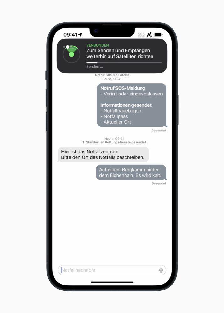 Apple Emergency SOS DE chat