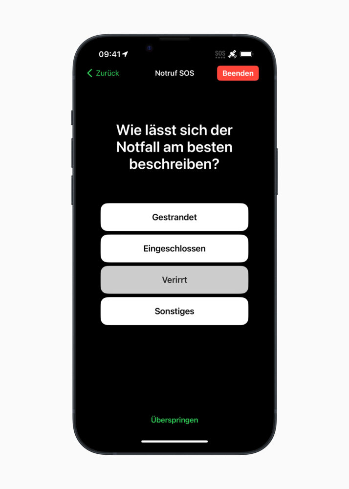 Apple Emergency SOS DE lost