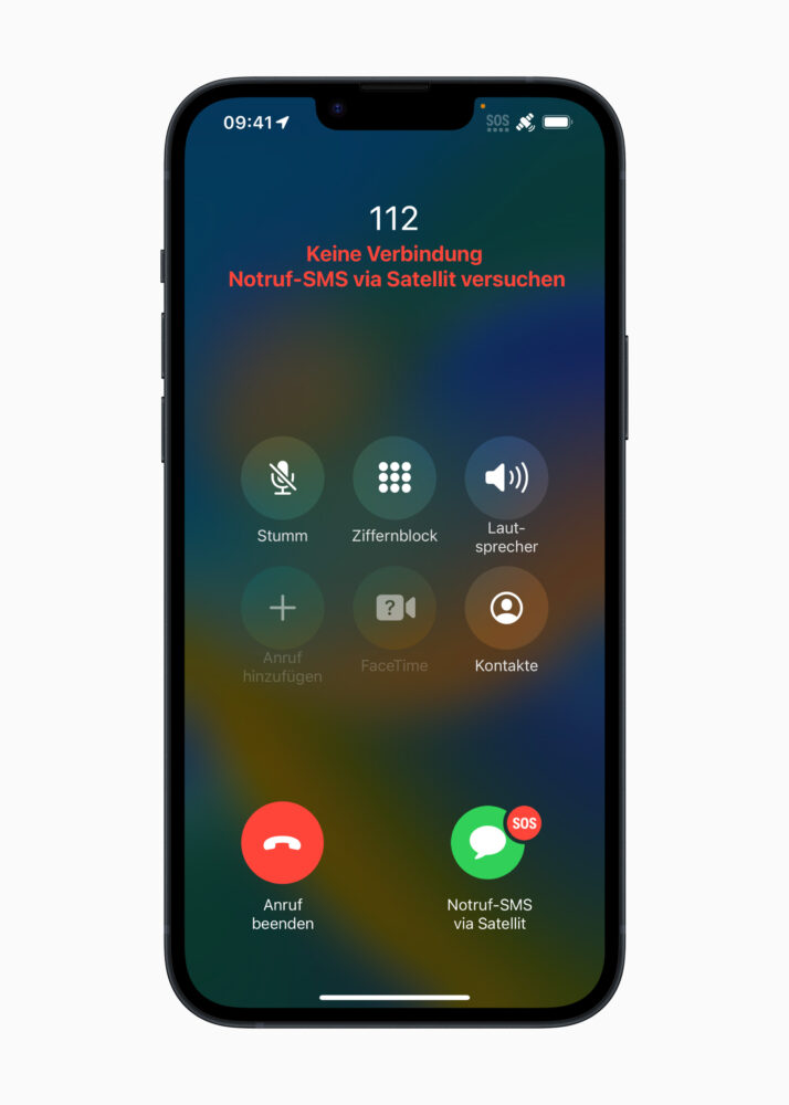 Apple Emergency SOS DE phone