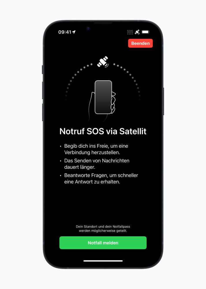 Apple Emergency SOS DE report emergency