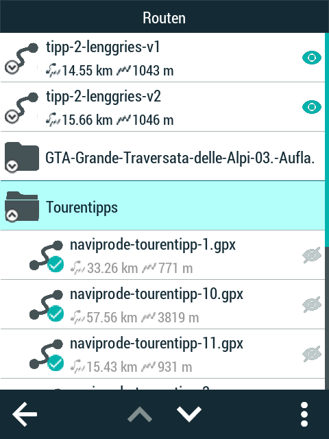 TwoNav Terra Test - Überzeugender Outdoor-Allrounder! 16 TwoNav Terra - Gespeicherte Routen