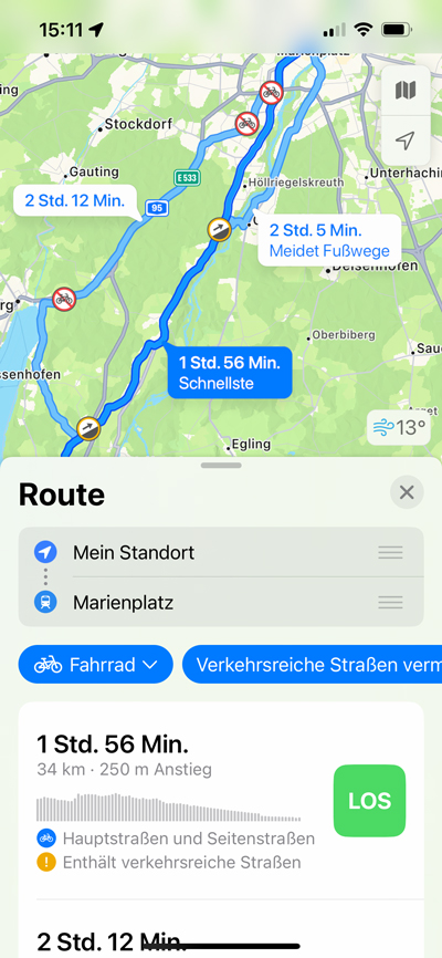 Apple Karten App - Ab sofort mit Fahrradrouten in Deutschland 1 Fahrradrouten in der Apple Karten App