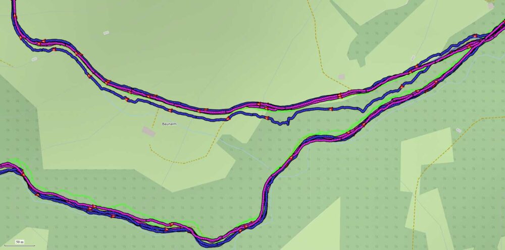 TwoNav Terra Test - Überzeugender Outdoor-Allrounder! 10 Aktivitätsaufzeichnung - TwoNav terra (magenta) vs. Garmin GPSMAP 66sr (blau)