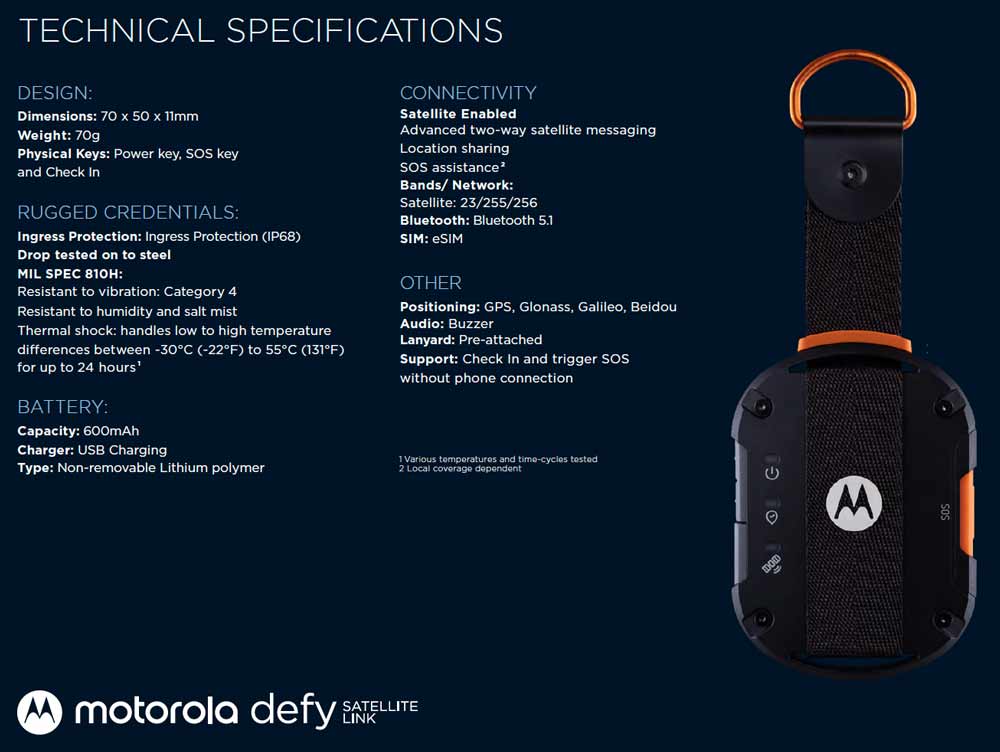 Motorola defy satellite link Spezifikationen