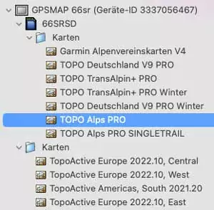 Garmin Topo Alps Pro - Karte für den gesamten Alpenraum - Erster Eindruck 2 Garmin BaseCamp - Topo Alps Pro und andere auf dem GPSMAP 66sr installierte Karten