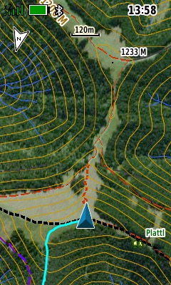 Garmin GPSMAP 67 Test - Beim Wandern & Biken getestet 23 Garmin Satellitenbild (mit Höhenlinien Layer)