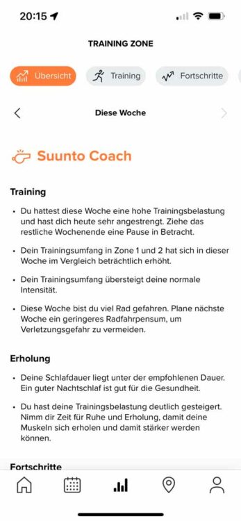 Suunto App - Der Suunto Coach empfiehlt