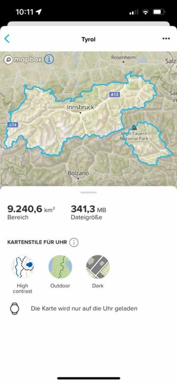 Suunto Vertical Test - Eine überzeugende Outdoor-Uhr! 10 Die Übersicht hilft bei der Auswahl der gewünschten Region