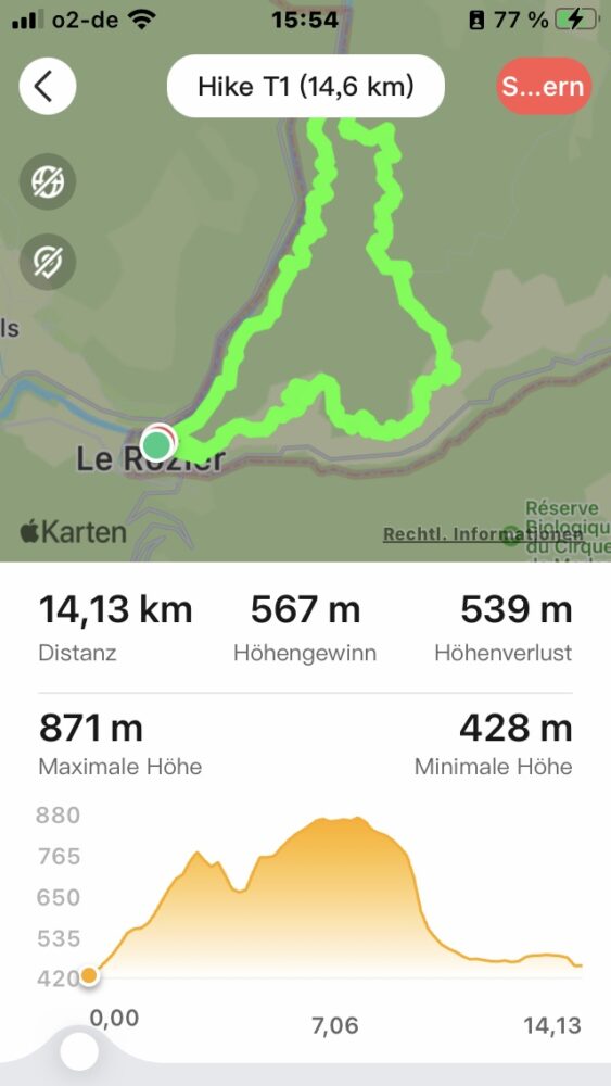 Amazfit kann jetzt mit Komoot Touren navigieren! 4 Die Komoot Tour mit dem Button oben rechts speichern