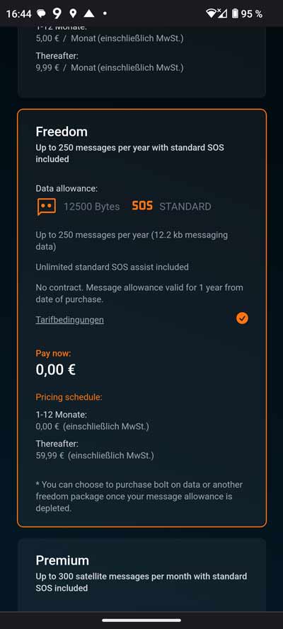 Kosten & Bedingungen Freedom Plan