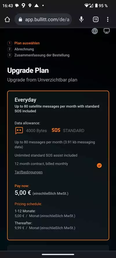 Kosten & Bedingungen "Unverzichtbar" Plan