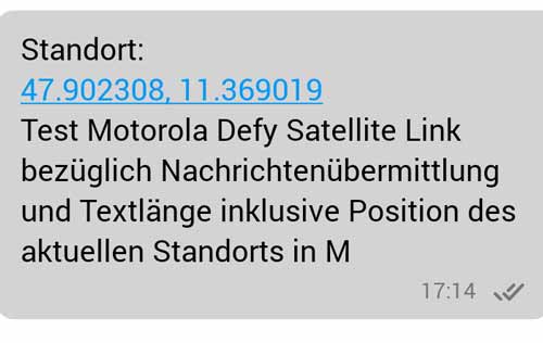 Die komplette Nachricht, mehr Text ist nicht möglich