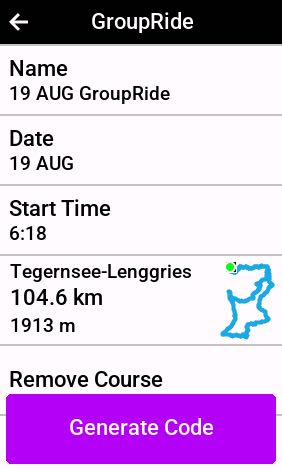 GroupRide mit einer Strecke