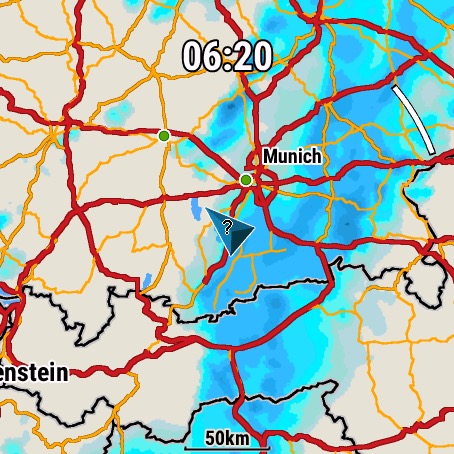 Wetter-Widget mit Niederschlagskarte (nur für vergangene Zeiten)