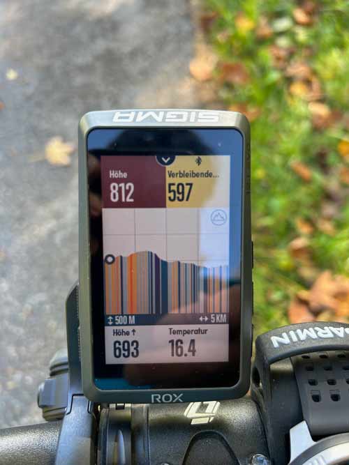 Sigma ROX 12.1 EVO Test - Starker Made in Germany Fahrradcomputer 8 Höhenprofil einer Route