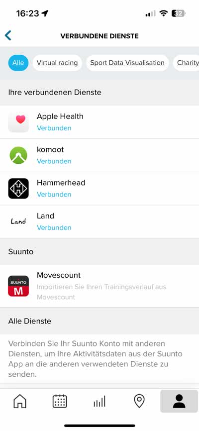 Suunto Race Test - AMOLED-Sportuhr mit starkem Preis-Leistungs-Verhältnis! 17 Mit der Suunto App verbundene Dienste
