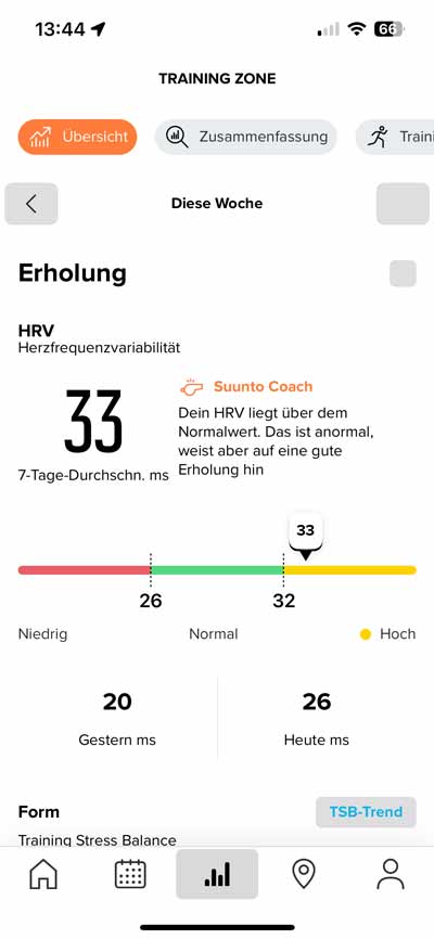 Suunto Race Test - AMOLED-Sportuhr mit starkem Preis-Leistungs-Verhältnis! 13 Herzfrequenzvariabilität in der Suunto App