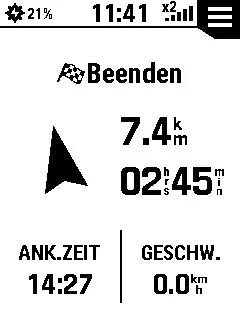 Noch 7,4 km zum Endpunkt der Strecke