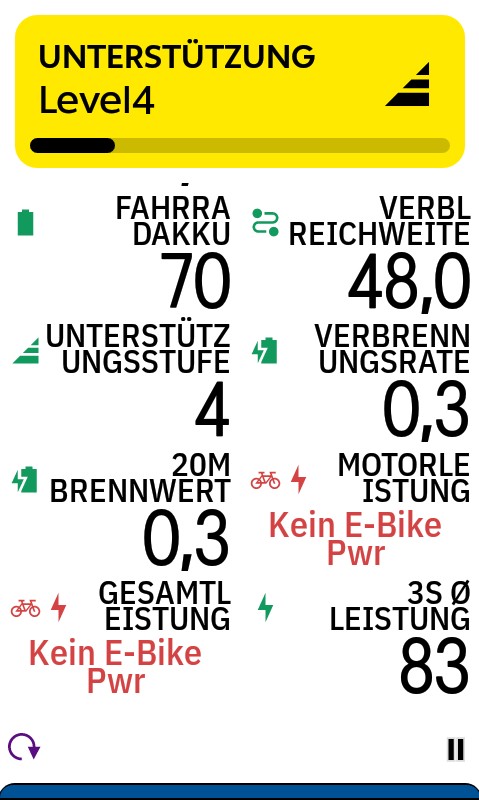 Datenseite, Hinweis auf Änderung der TQ Unterstützungsstufe