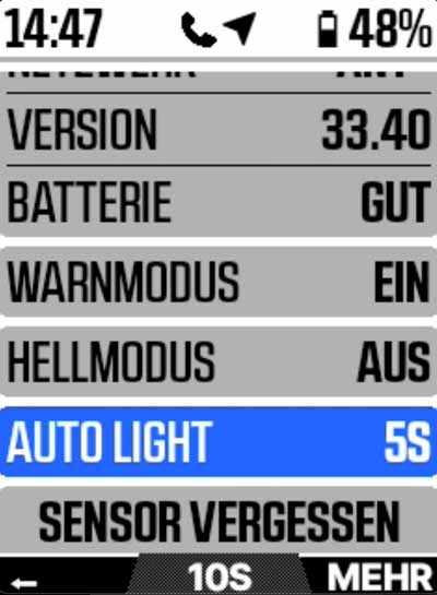 Wichtige ELEMNT BOLT 2 Einstellungen für das Varia Radar RTL 516