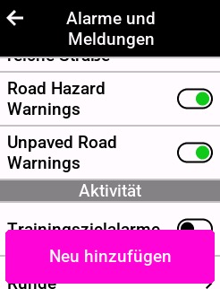 Garmin Edge 1040, 840, 540 - Jetzt mit fast allen Edge 1050 Funktionen! 9 Alarmmeldungen für Gefahrenstellen und unbefestigten Straßen aktivieren